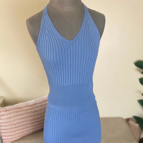 Women’s knit tank top in cerulean blue - Picture 1 of 3